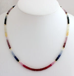 Collar De Zafiro Multicolor 1A Calidad Facetado 51 Cm - Imagen 1 de 3
