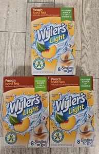 Wylers Light Peach Iced Tea Singles To Go Drink Mix 8 Count Sugar Free Lot of 2 - Picture 1 of 7