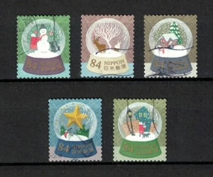 JAPAN 2022 WINTER GREETINGS 84 YEN (SNOW GLOBES) COMP. SET OF 5 STAMPS FINE USED - Picture 1 of 4