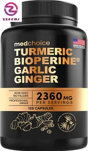 4-In-1 Turmeric and Garlic Supplements with Bioperine 2360 Mg (120 Ct) Turmeric  - Picture 1 of 12