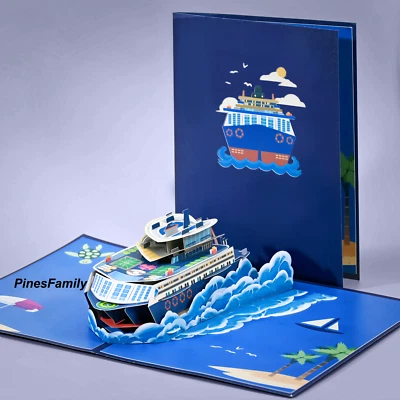 PINESFAMILY H06-Classic 3D Pop Up Cruise Ship Card