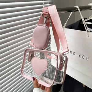 Bandolera PVC Transparente, Love Fashion Bandolera con Bolso Pequeño (R - Imagen 1 de 10
