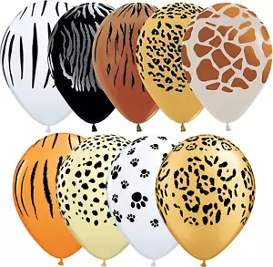 11" Safari, Zoo Animal Print Latex Balloons, 9 Print Assortment, Pack of 50 - Picture 1 of 1
