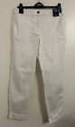 NEW ex M&S White Navy Polka Dots Spot Print Mid Rise Tapered Trouser Jeans 14-18