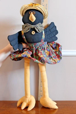 Sombrero de paja de peluche de peluche vintage de otoño cuervo pato cuervo juguete 19’’’ Foto 1 de 4