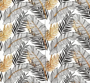 PAPIERHANDTÜCHER BAUMBLÄTTER SCHWARZ WEISS GOLD. PAPIERSERVIETTEN BLÄTTER BAUM - Bild 1 von 1