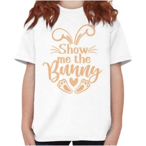 Funny Spring Easter Show Me The Bunny Joke Girls Youth Crewneck T Shirts Tees - Picture 1 of 7