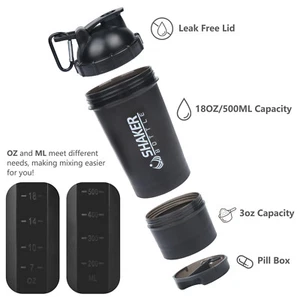 Gym Bottle Protein Shaker Blender Shake Supplement Cup Sport Water Bottle 500ml - Picture 1 of 6