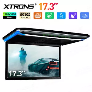 17.3" FHD Car TV Roof Overhead Flip Down Monitor HDMI/USB/SD Game 1080P Video - Picture 1 of 17