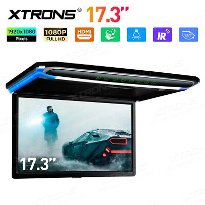 17.3" FHD Car TV Roof Overhead Flip Down Monitor HDMI/USB/SD Game 1080P Video - Image 1 of 4