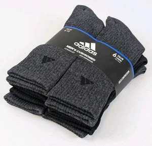 Adidas Men's Cushioned Crew Socks Arch Compression Secure Fit 6-Pair Sz 6-12 - Picture 1 of 7