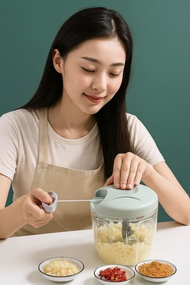 500/900ML Manual Meat Mincer Garlic Chopper Rotate Garlic Press Crusher Vegetabl - Image 1 of 4