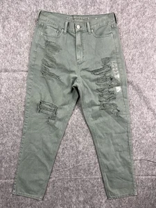 Jeans donna American Eagle mamma verde invecchiato casual denim taglia 10 reg nuovi senza etichette - Foto 1 di 9