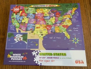New! | Sealed! | USA Map Jigsaw Puzzle | White Mountain | 300 Pieces - Picture 1 of 5