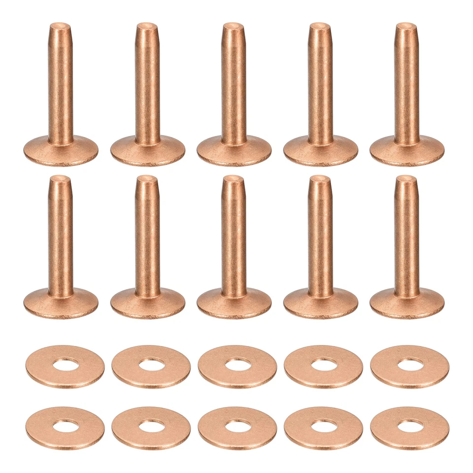 10 Set Rame Rivetti e Sbavature,12x4x21mm Rame Rivetto Chiusura,Rame Tonalità - Immagine 1 di 4