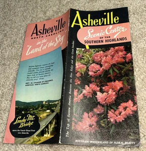 Folleto ASHEVILLE N.C., Centro escénico de las Tierras Altas del Sur de la década de 1940 - Imagen 1 de 13