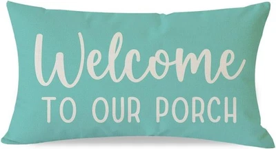 Fundas de almohada de granja 12x20 pulgadas bienvenidas a nuestro porche playa turquesa Foto 1 de 4