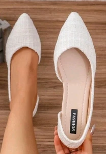 Mocasines planos de punta puntiaguda para mujer, primavera/otoño informal efecto tweed talla 6,5 - Imagen 1 de 6