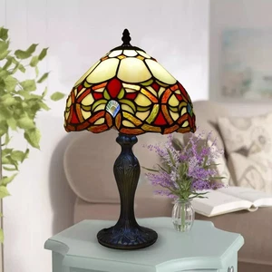 Tiffany Style Table Lamp Handcrafted Art Bedside Light Desk Lamps Stained Glass - Picture 1 of 13