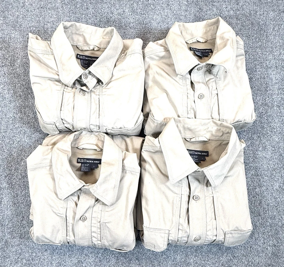 Lot of 4 5.11 Tactical Series Mens Large Khaki Long Sleeve Shirt Hunting Outdoor - Image 1 of 4
