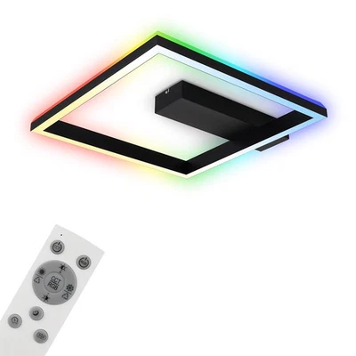 Plafonnier LED Noir 57x48cm 20W 2700K-6500K RGB Backlight Télécommande - Photo 1/4