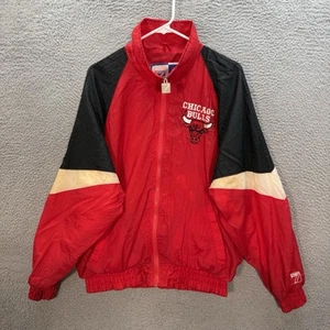 Vintage Chicago Bulls Jacket Adult Medium Red Black Windbreaker 1990s Y2K Logo 7 - Picture 1 of 13