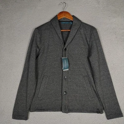 Perry Ellis Cardigan Men Small Black Button Front Shawl Neck Sweater Preppy NWT - Image 1 of 4