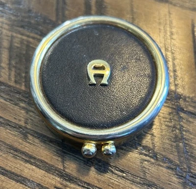 VINTAGE 80s ETIENNE AIGNER 4 Section Oxblood Leather Pill Case Box Side Hinge - Image 1 of 4