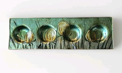 4 Way Emerald/Aqua/Teal Tealight/Votive Candle Holder Tray - Image 1 of 4