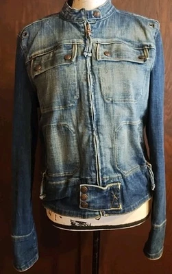 Ralph Lauren Polo Jeans Co Jacket Womens XL Denim Distressed Trucker Vintage - Image 1 of 4