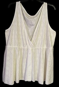 SHEIN Curve Women’s Size 4XL Sleeveless Shirt Tank Top Ivory Floral Eyelet - Bild 1 von 5