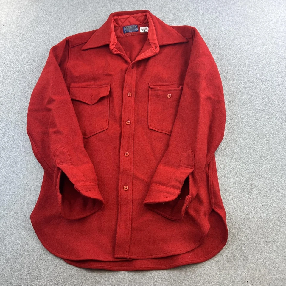 Vintage Pendleton Shirt Mens Medium Red Wool Button Front Outdoors Made USA - Image 1 of 4