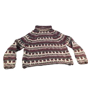 Vintage Eddie Bauer AKA Turtleneck Sweater Women Sz M Wool Fair Isle Winter - Picture 1 of 6