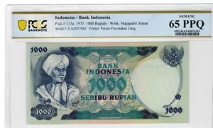 Indonesia 1975 1000 Rupiah PCGS Certified Banknote UNC 65 PPQ Pick 113a - Picture 1 of 2
