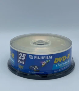 Brand New 25 Pack Fujifilm DVD+R 4.7GB 120 Min Recordable Blank DVDs - Picture 1 of 4