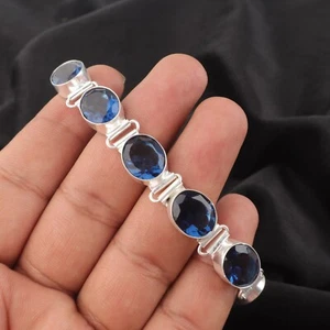 London Blautopas Edelstein 925 Sterling Silber Handarbeit Schmuck Armband Geschenk - Bild 1 von 3
