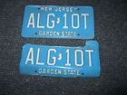 Pair of Vintage (set of 2) NJ New Jersey license plates ALG 10T ALG-10T ALG10T