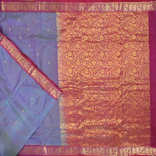 Vintage 100% Pure Silk Sarees Zari Handwoven Rich Pallu Double Shade Sari Fabric