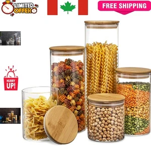 Set of 5 BPA-Free Kitchen Canisters with Airtight Seal - Flour, Sugar, Candy - Picture 1 of 11