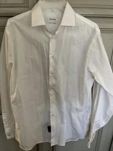 Calvin Klein Mens White Regular Fit Button-Down Shirt 16.5 34/35 new with tags - Picture 1 of 10
