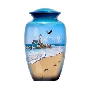 Cremation Urn, Adult, Metal eagle Lighthouse Beautiful Lighthouse 10x6.5 inch - Picture 1 of 5