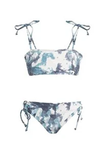 Kanu Surf Groovy Blue Gray Tie Dye 6 UPF 50+ Sport Bikini Bandeau NEW Girl Denim - Picture 1 of 8