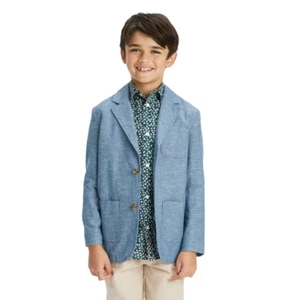 Boys Long Sleeve Woven Pattern Blazer Cat & Jack Blue Size L - Picture 1 of 2