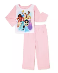 Disney Prinzessin 2-teiliger Pyjama Kleinkind Baby Mädchen Flanell rosa Nachtwäsche neu mit Etikett - Bild 1 von 4