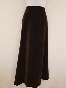 Vintage Skirt Velvet Brown Long Maxi Smart Retro Size 12 Evening Occasion 1970s - Picture 1 of 13