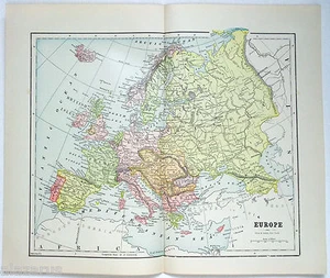 Europe - Original 1889 Map by Hunt & Eaton. Antique - Picture 1 of 3