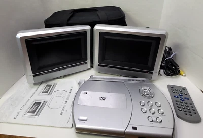Venturer PVS 1960 Portable DVD Player 7" Screen 2 Monitors w/Remote And Bag - Image 1 of 4