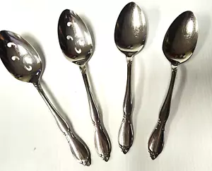 Oneida Community Stainless Chatelaine 2 Serving Spoons 2 Slotted Spoons - Picture 1 of 3