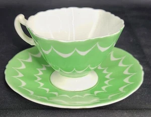 Green and White Deauville Hammersley Demitasse Tea Cup & Saucer - Picture 1 of 3