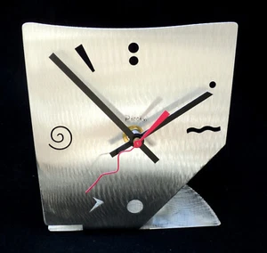 "EDGE" Clock Modern Minimalist Stainless Steel Metal Clock-Sculpture by TIHANY - Picture 1 of 4